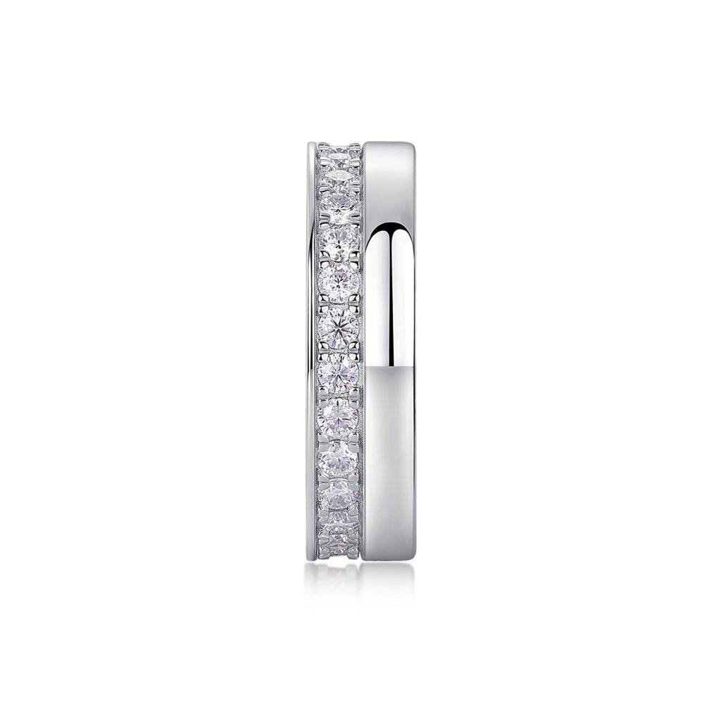 Rhomb Moissanite Eternity Band Ring in Sterling Silver