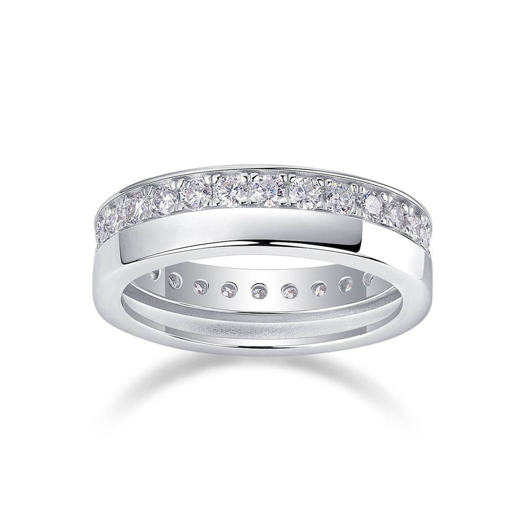 Rhomb Moissanite Eternity Band Ring in Sterling Silver