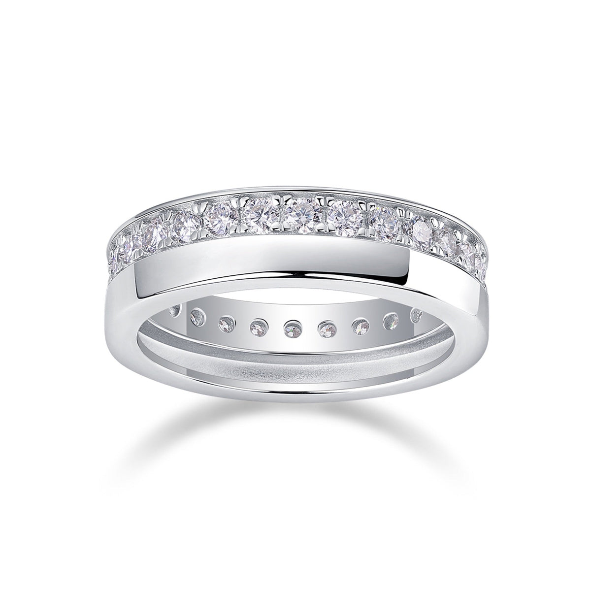 Rhomb Moissanite Eternity Band Ring in Sterling Silver