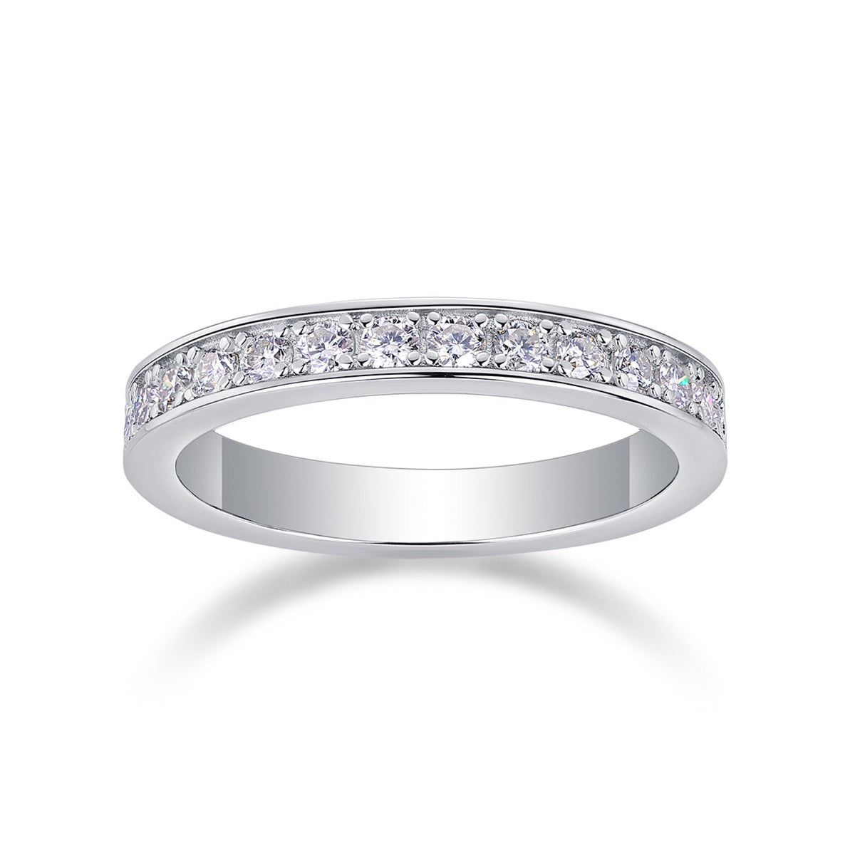 Nightsong Moissanite Eternity Band Ring in Sterling Silver