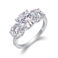 Triradiance 3 Carat Moissanite Three-Stone Ring in Sterling Silver