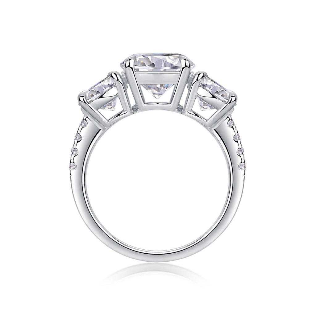 Triradiance 3 Carat Moissanite Three-Stone Ring in Sterling Silver