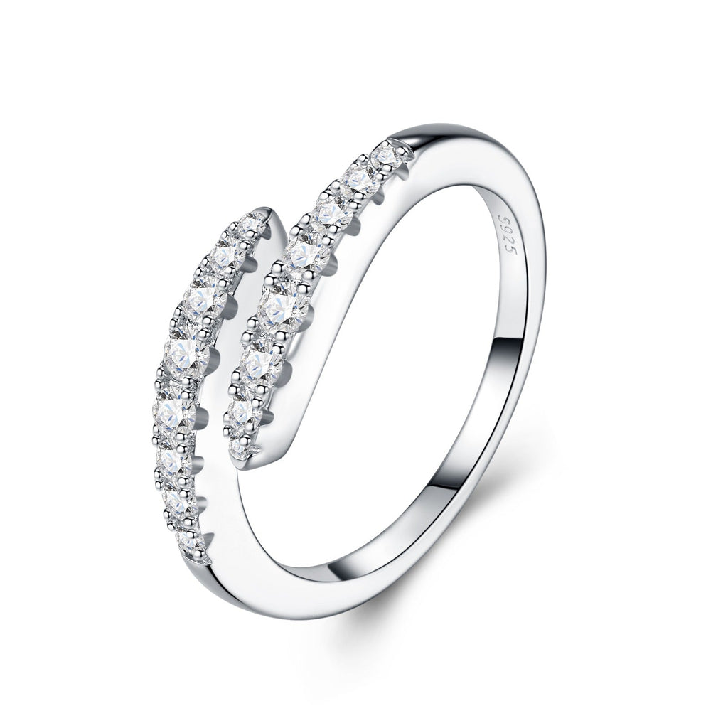 Lune Moissanite Band Ring in Sterling Silver
