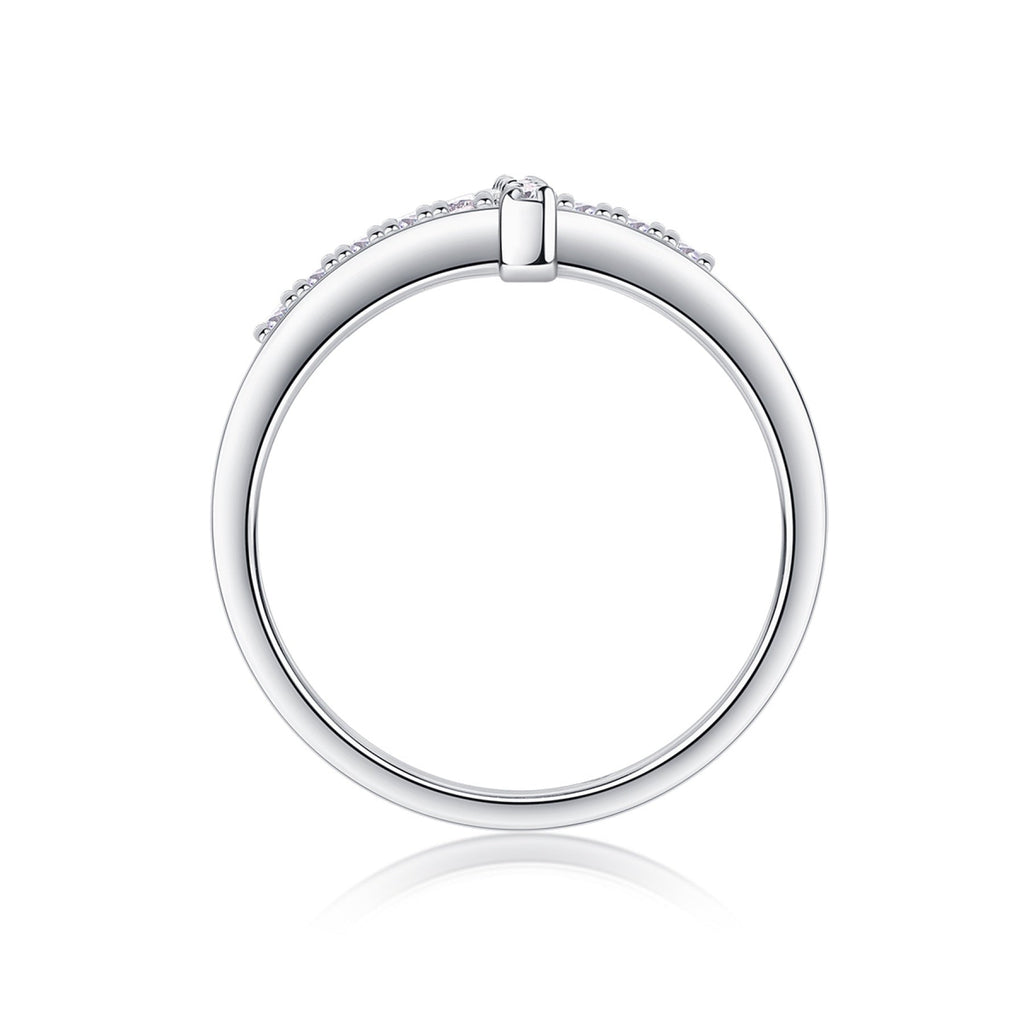 Chapel Moissanite Cross Ring in Sterling Silver