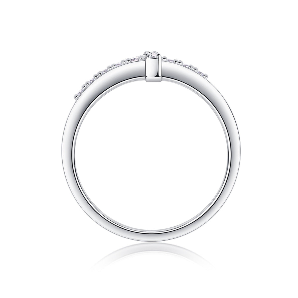 Chapel Moissanite Cross Ring in Sterling Silver