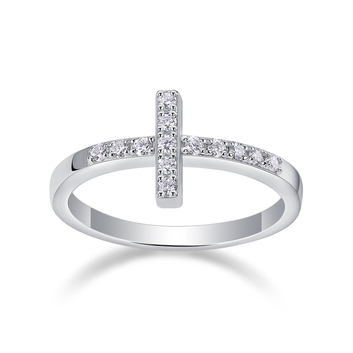 Chapel Moissanite Cross Ring in Sterling Silver