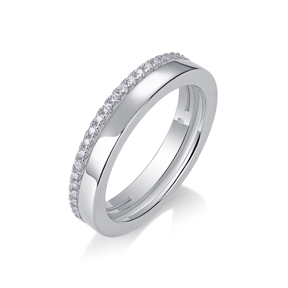 Twinring Moissanite Band Ring in Sterling Silver