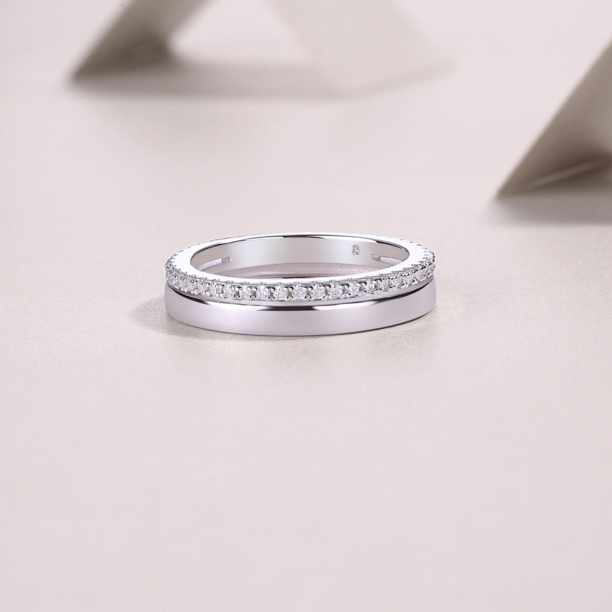Twinring Moissanite Band Ring in Sterling Silver