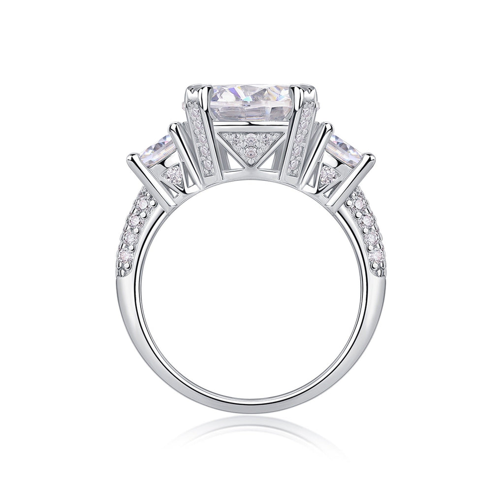Dazzlestar 5 Carat Moissanite Three-Stone Ring in Sterling Silver