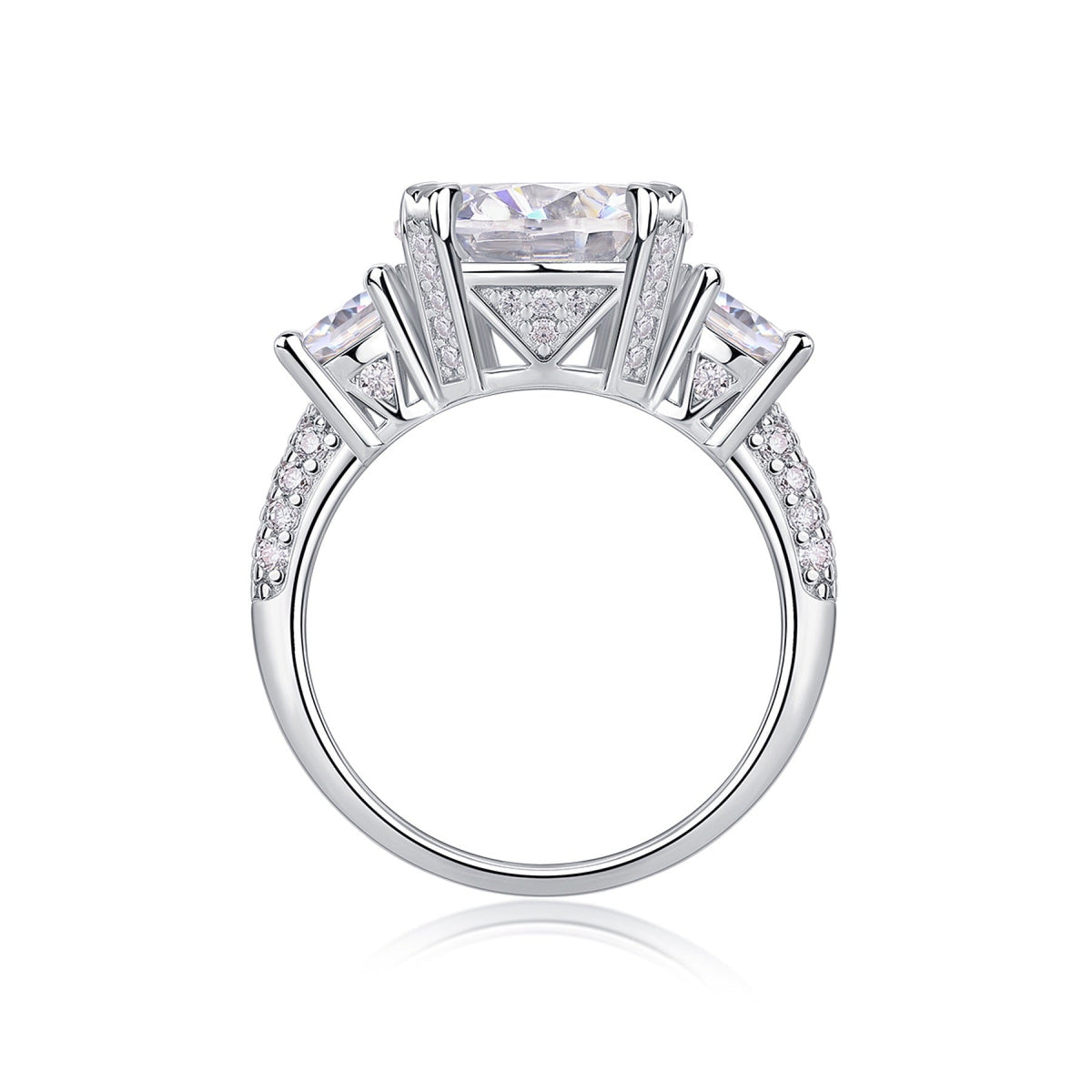 Dazzlestar 5 Carat Moissanite Three-Stone Ring in Sterling Silver