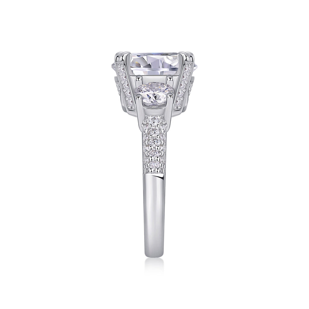 Dazzlestar 5 Carat Moissanite Three-Stone Ring in Sterling Silver