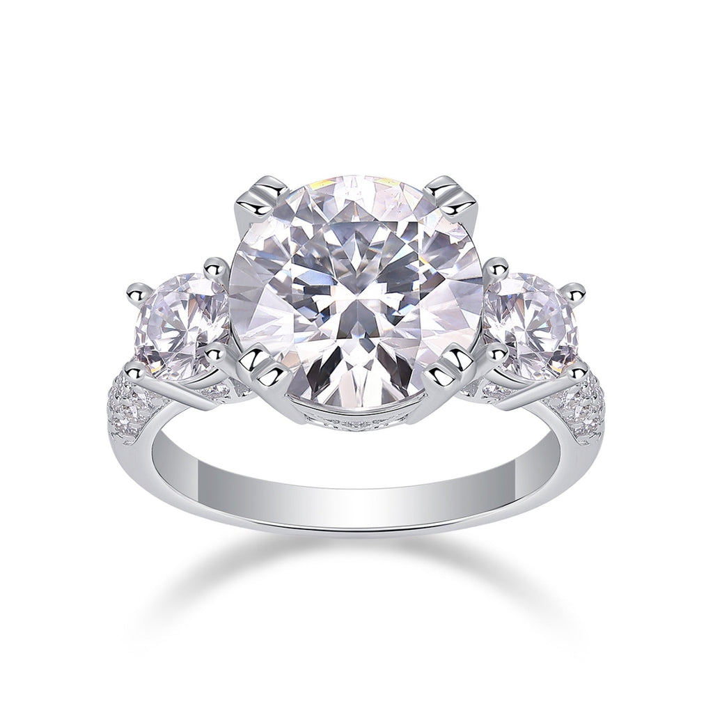 Dazzlestar 5 Carat Moissanite Three-Stone Ring in Sterling Silver