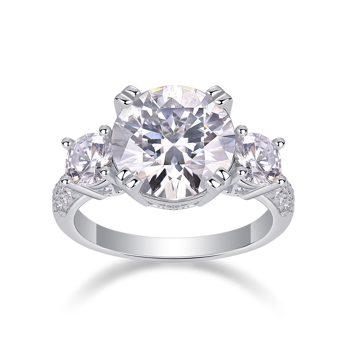 Dazzlestar 5 Carat Moissanite Three-Stone Ring in Sterling Silver