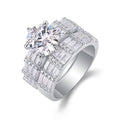 Freesia 3 Carat Moissanite Halo Ring in Sterling Silver