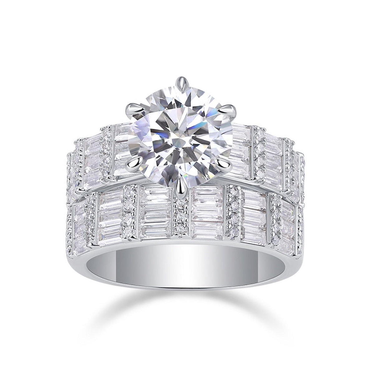 Freesia 3 Carat Moissanite Halo Ring in Sterling Silver