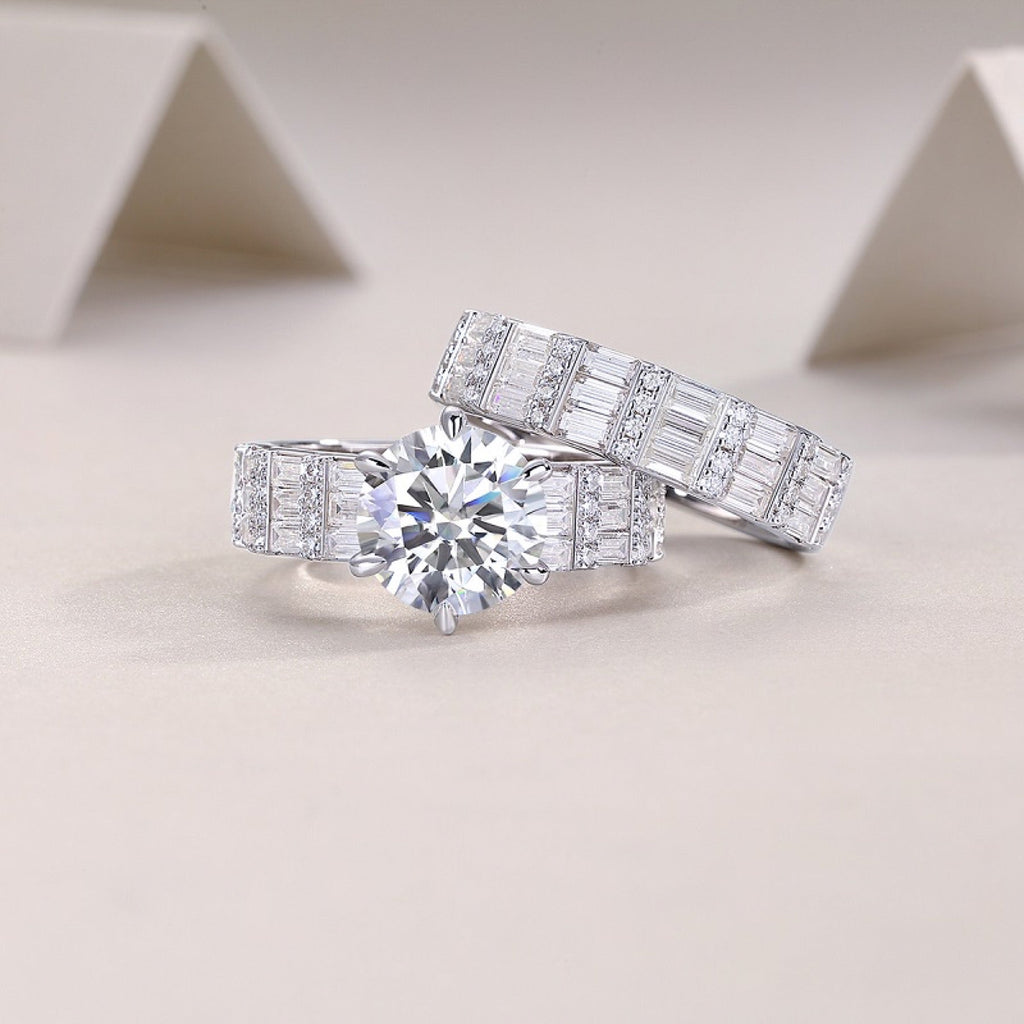 Freesia 3 Carat Moissanite Halo Ring in Sterling Silver