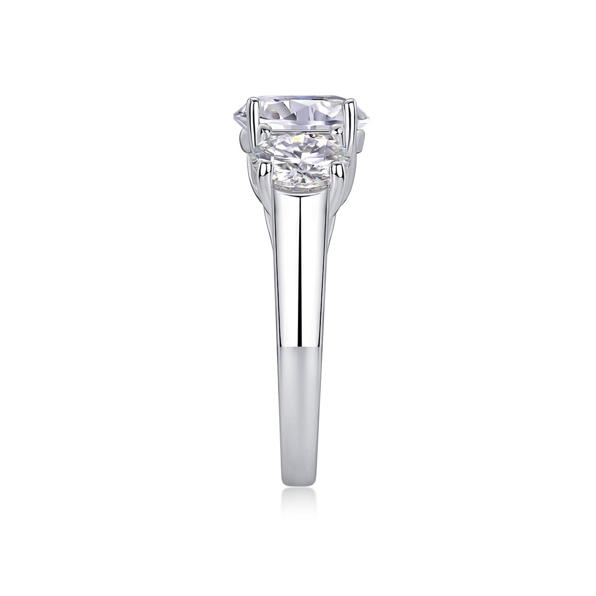 Fortunate 3 Carat Moissanite Three-Stone Ring in Sterling Silver