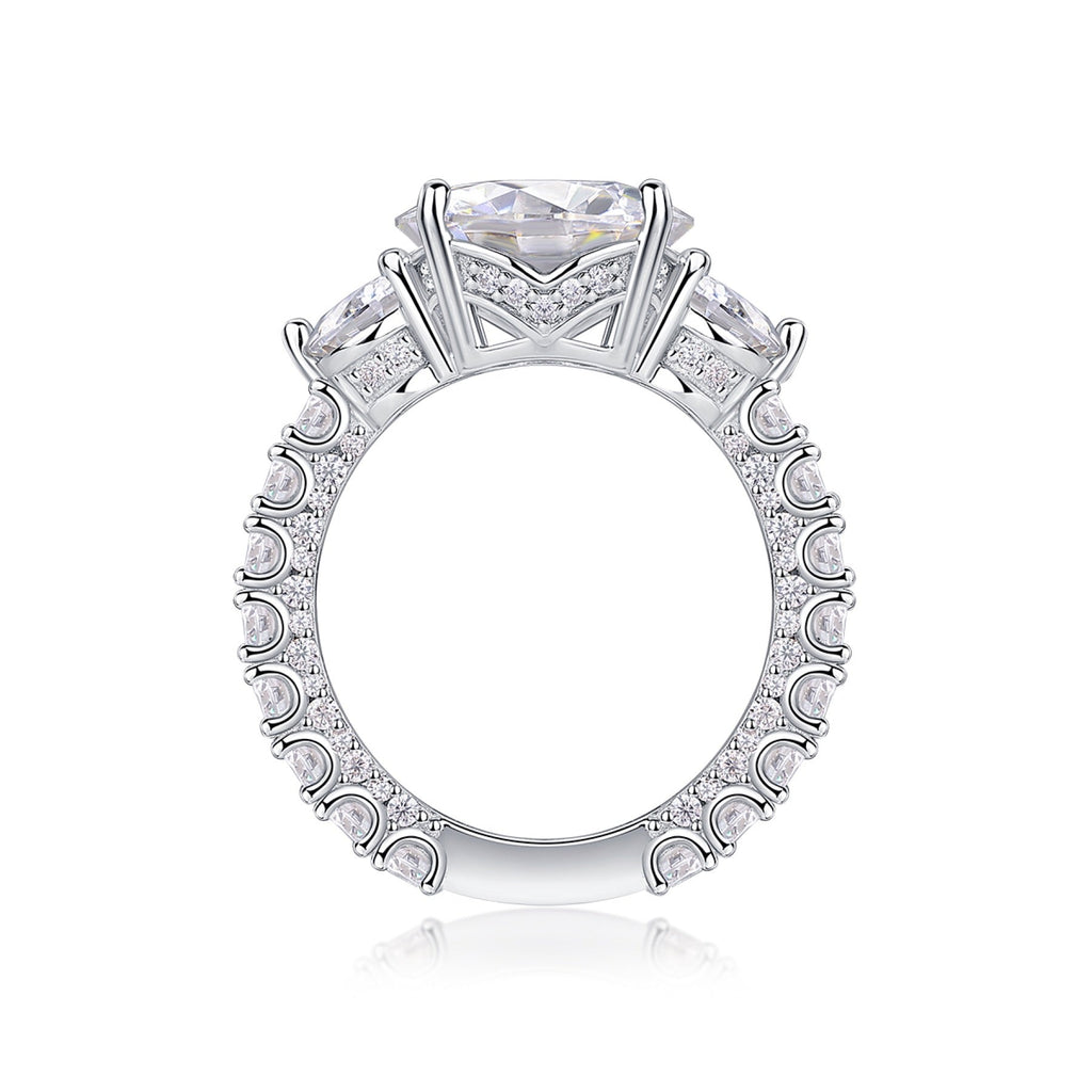Triglow 5 Carat Moissanite Three-Stone Ring in Sterling Silver
