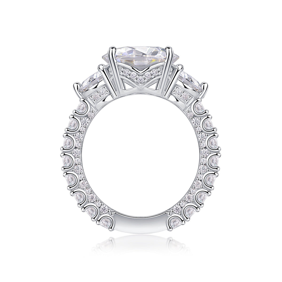 Triglow 5 Carat Moissanite Three-Stone Ring in Sterling Silver