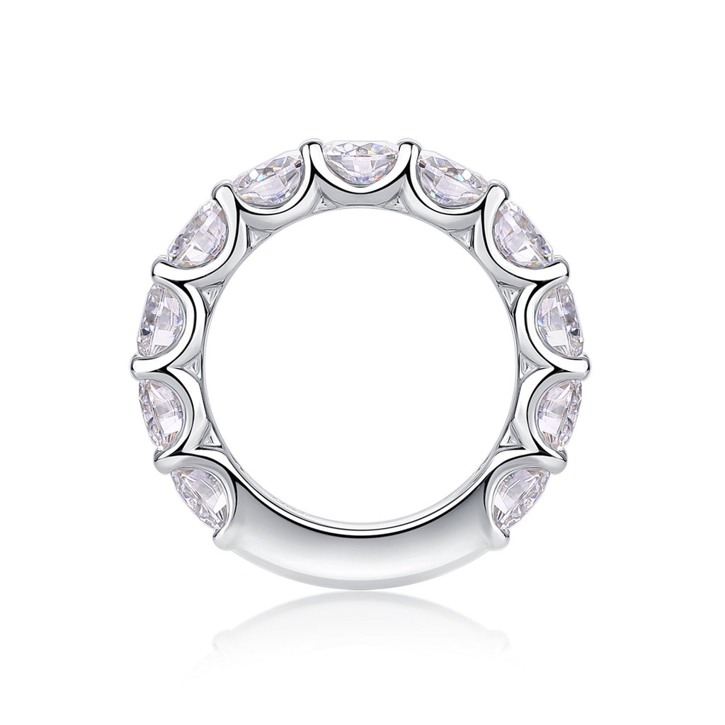 Prismatic Moissanite Eternity Band Ring in Sterling Silver