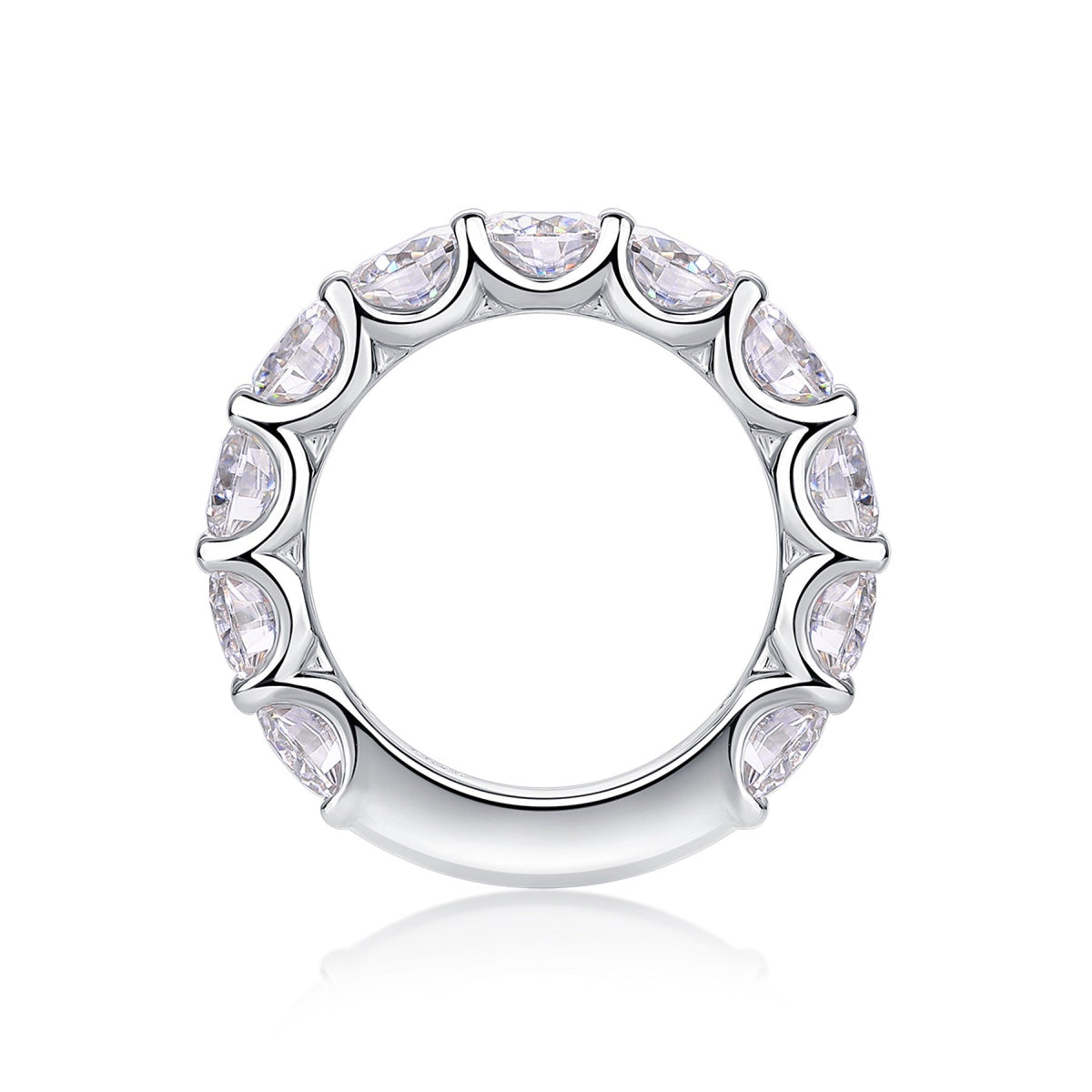 Prismatic Moissanite Eternity Band Ring in Sterling Silver