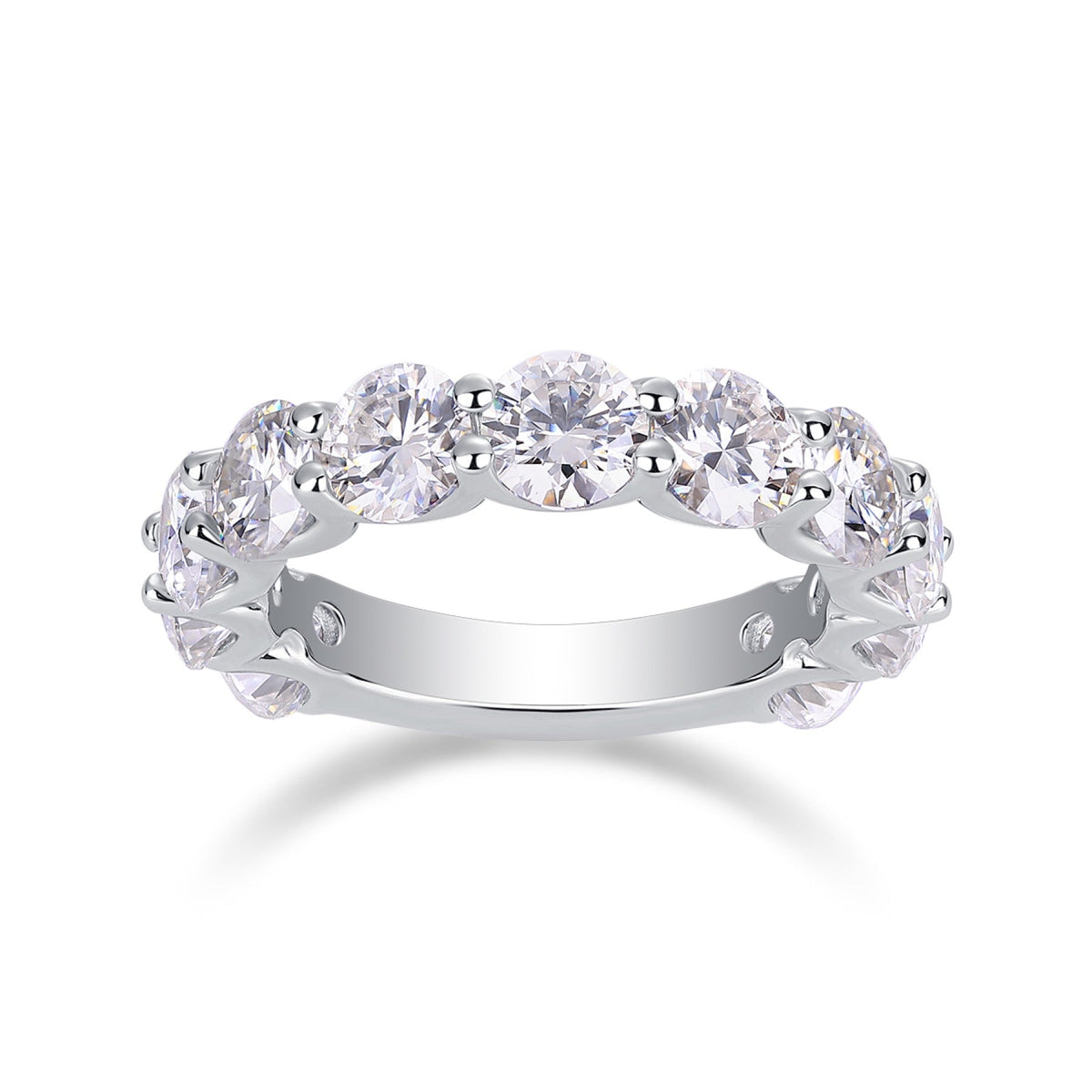 Prismatic Moissanite Eternity Band Ring in Sterling Silver