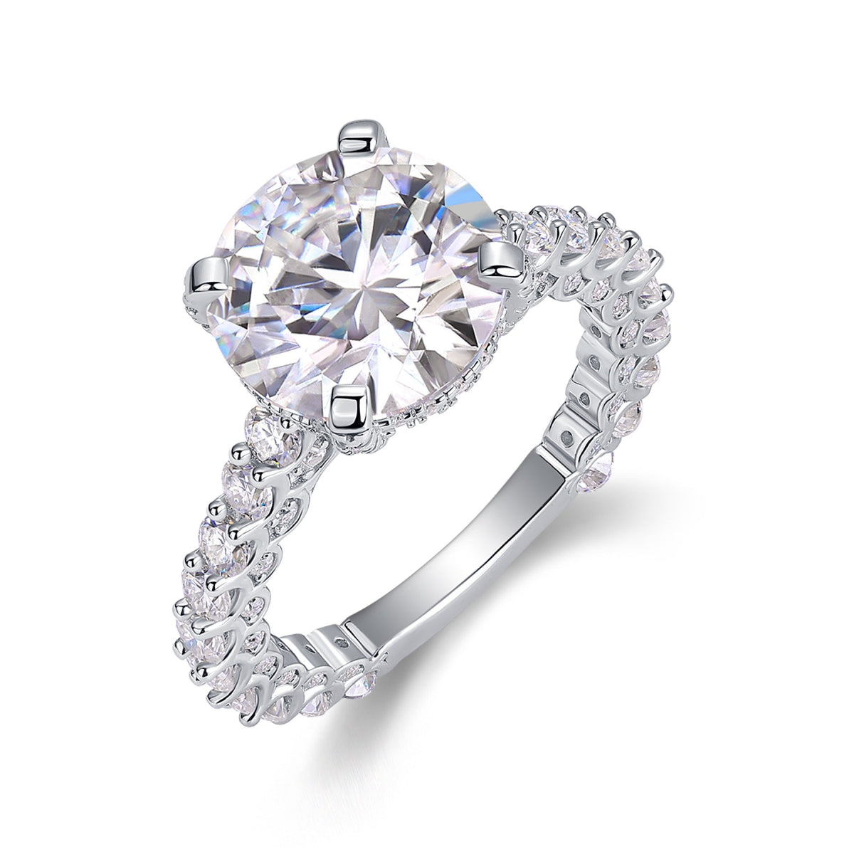 Tender 5 Carat Moissanite Solitaire Ring in Sterling Silver