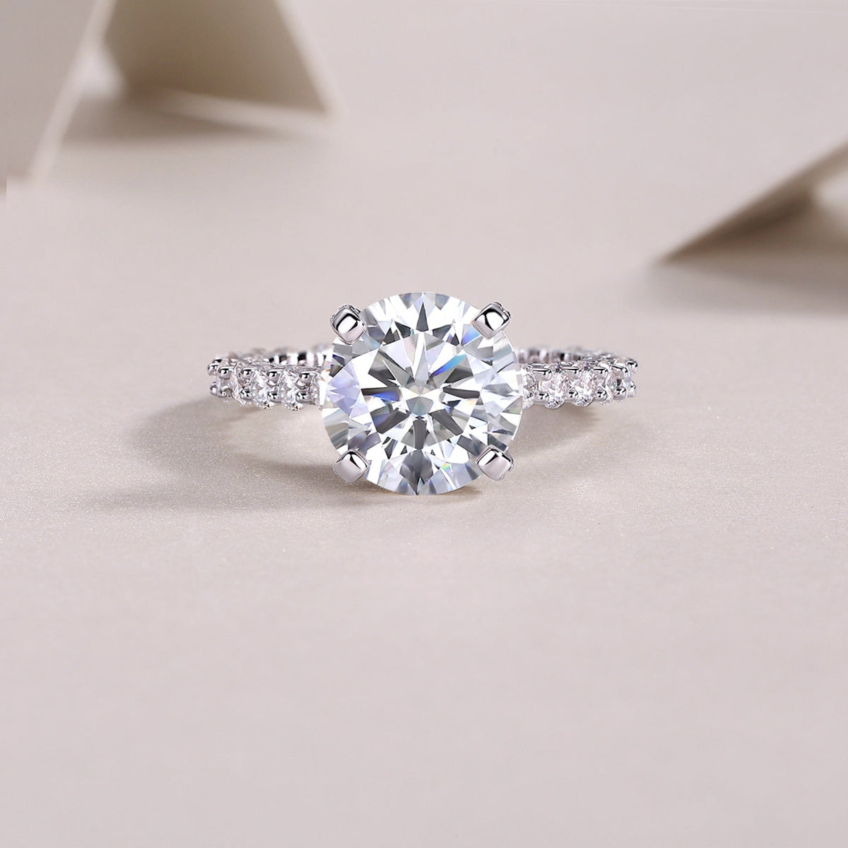 Tender 5 Carat Moissanite Solitaire Ring in Sterling Silver