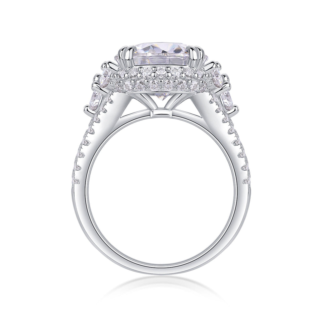 Verve 5 Carat Moissanite Halo Ring in Sterling Silver
