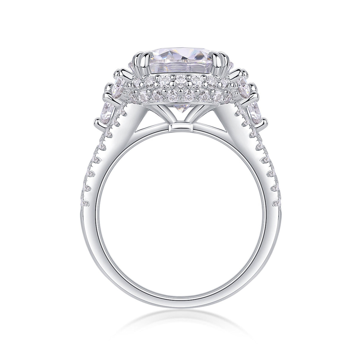 Verve 5 Carat Moissanite Halo Ring in Sterling Silver