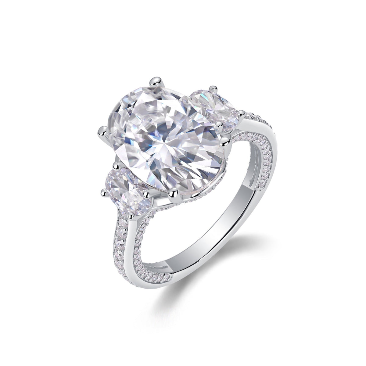 Crownlight Oval-Cut Moissanite Solitaire Ring in Sterling Silver