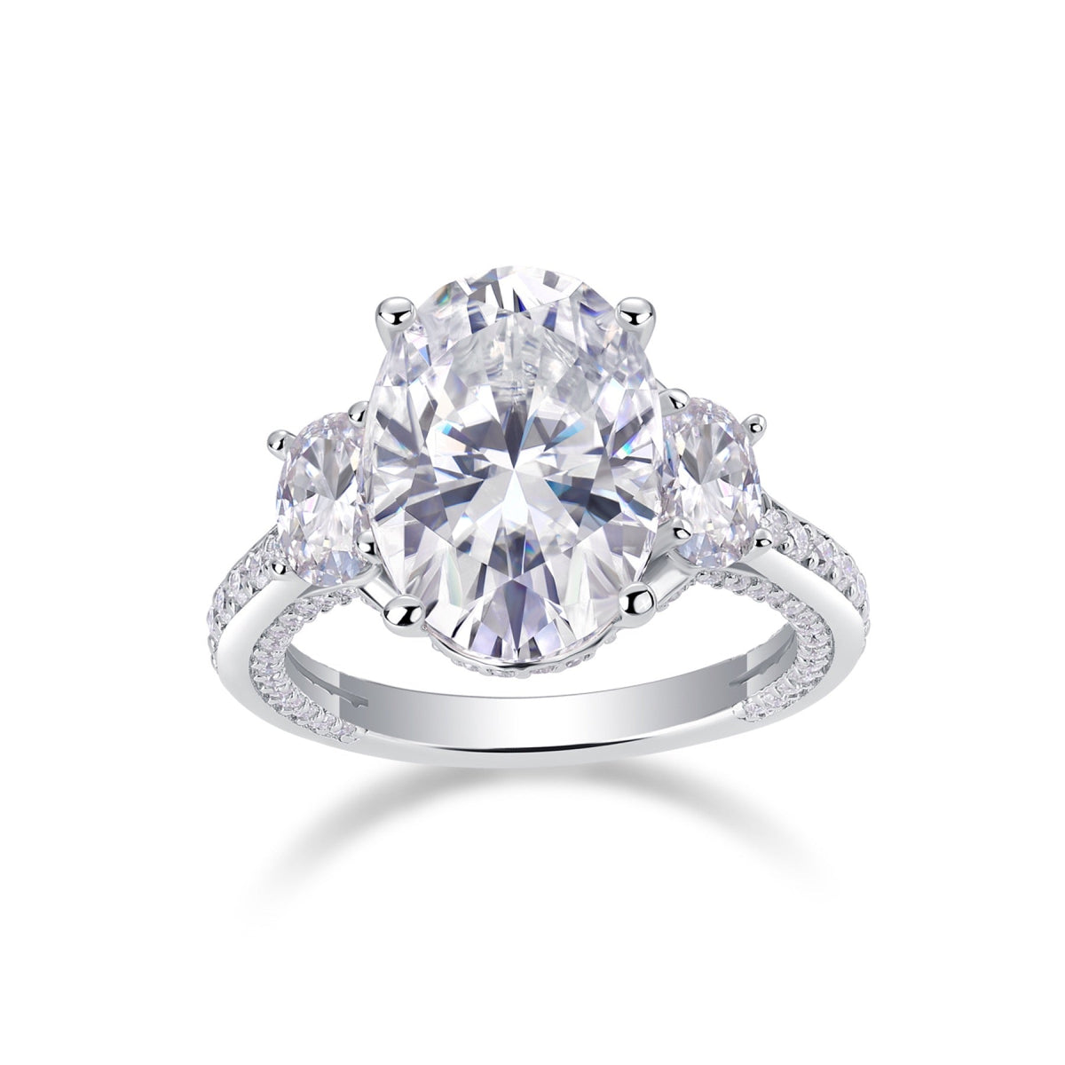 Crownlight Oval-Cut Moissanite Solitaire Ring in Sterling Silver