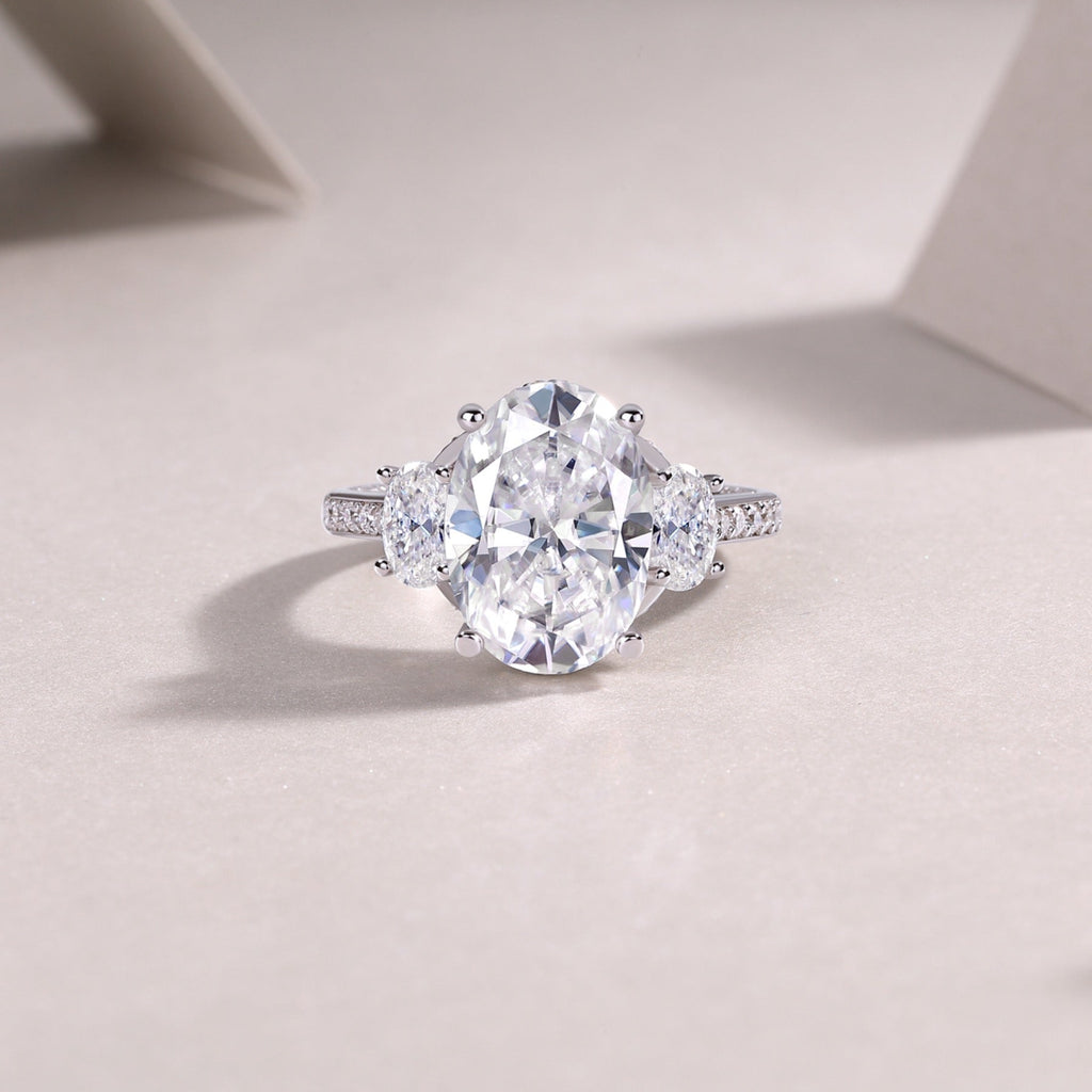 Crownlight Oval-Cut Moissanite Solitaire Ring in Sterling Silver