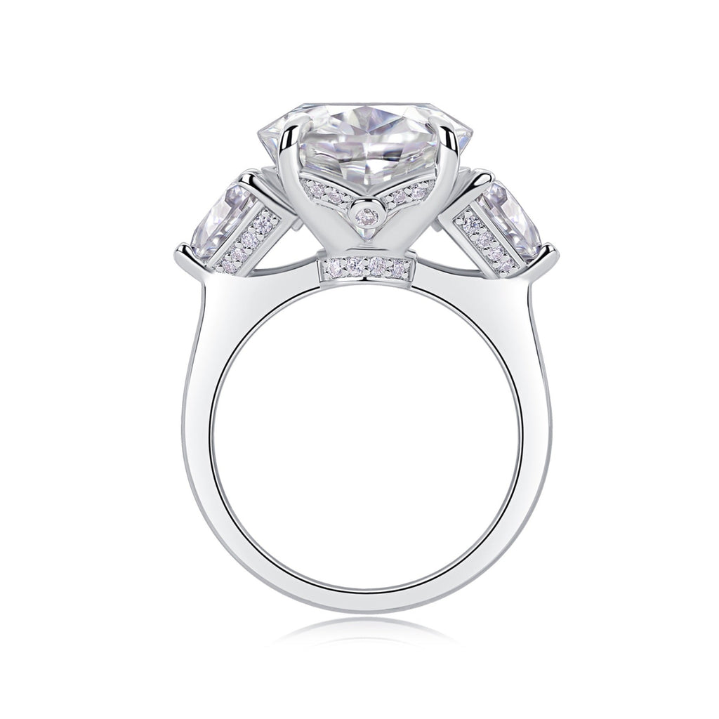 Attune Oval-Cut Moissanite Three-Stone Ring in Sterling Silver