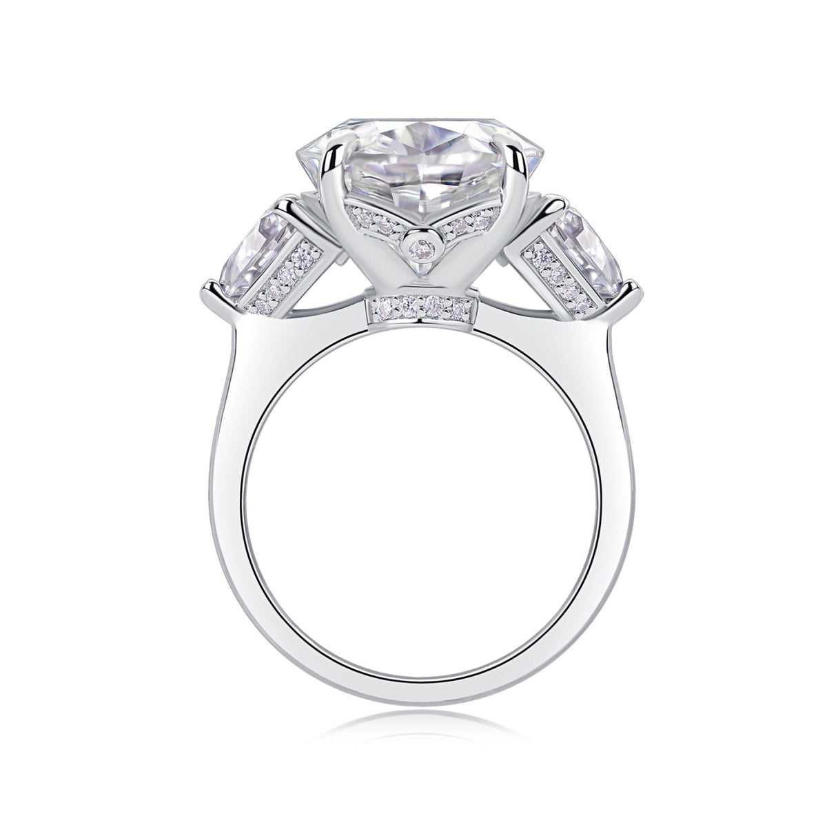 Attune Oval-Cut Moissanite Three-Stone Ring in Sterling Silver