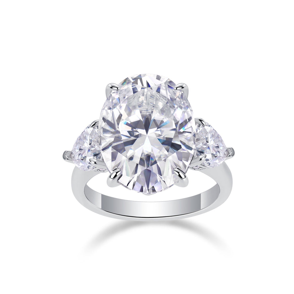 Attune Oval-Cut Moissanite Three-Stone Ring in Sterling Silver