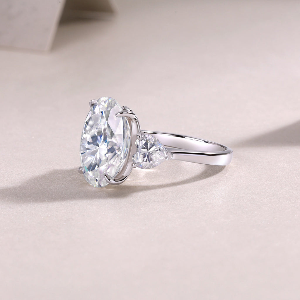 Attune Oval-Cut Moissanite Three-Stone Ring in Sterling Silver