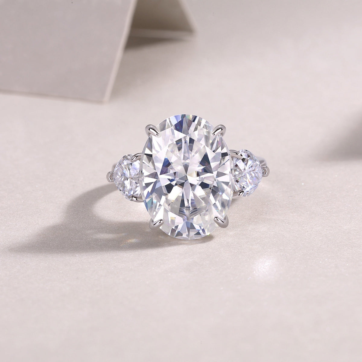 Attune Oval-Cut Moissanite Three-Stone Ring in Sterling Silver