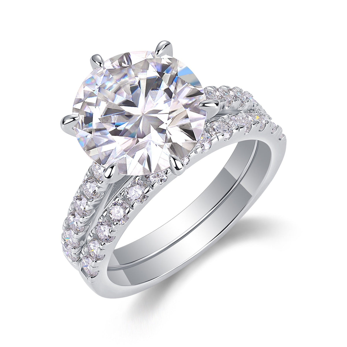 Twostar 5 Carat Moissanite Solitaire Ring in Sterling Silver