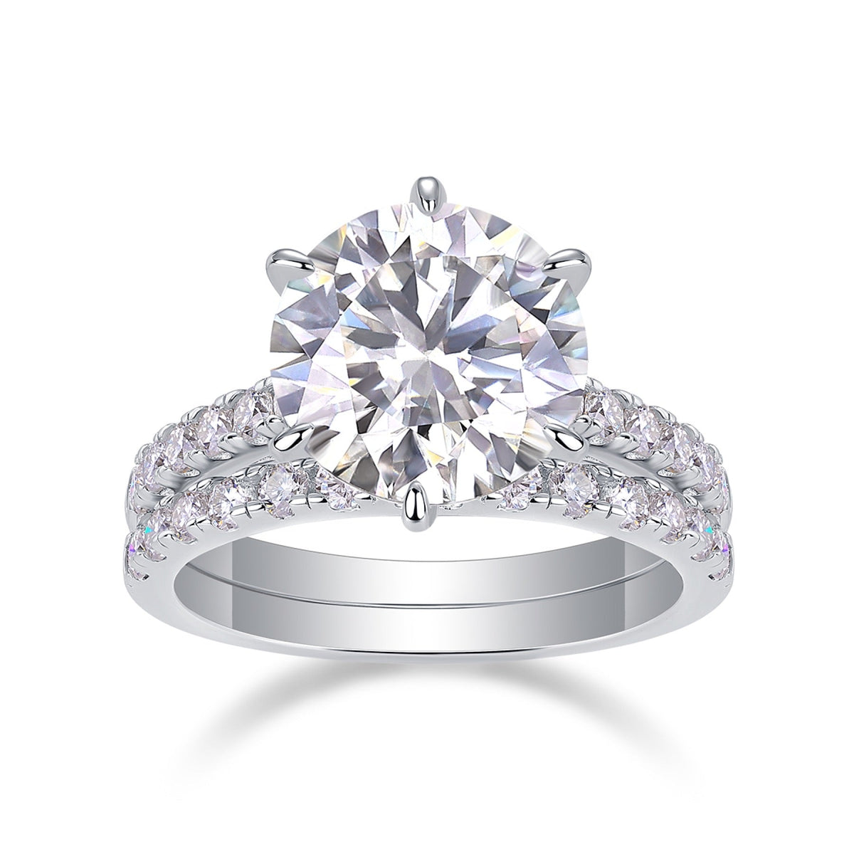 Twostar 5 Carat Moissanite Solitaire Ring in Sterling Silver