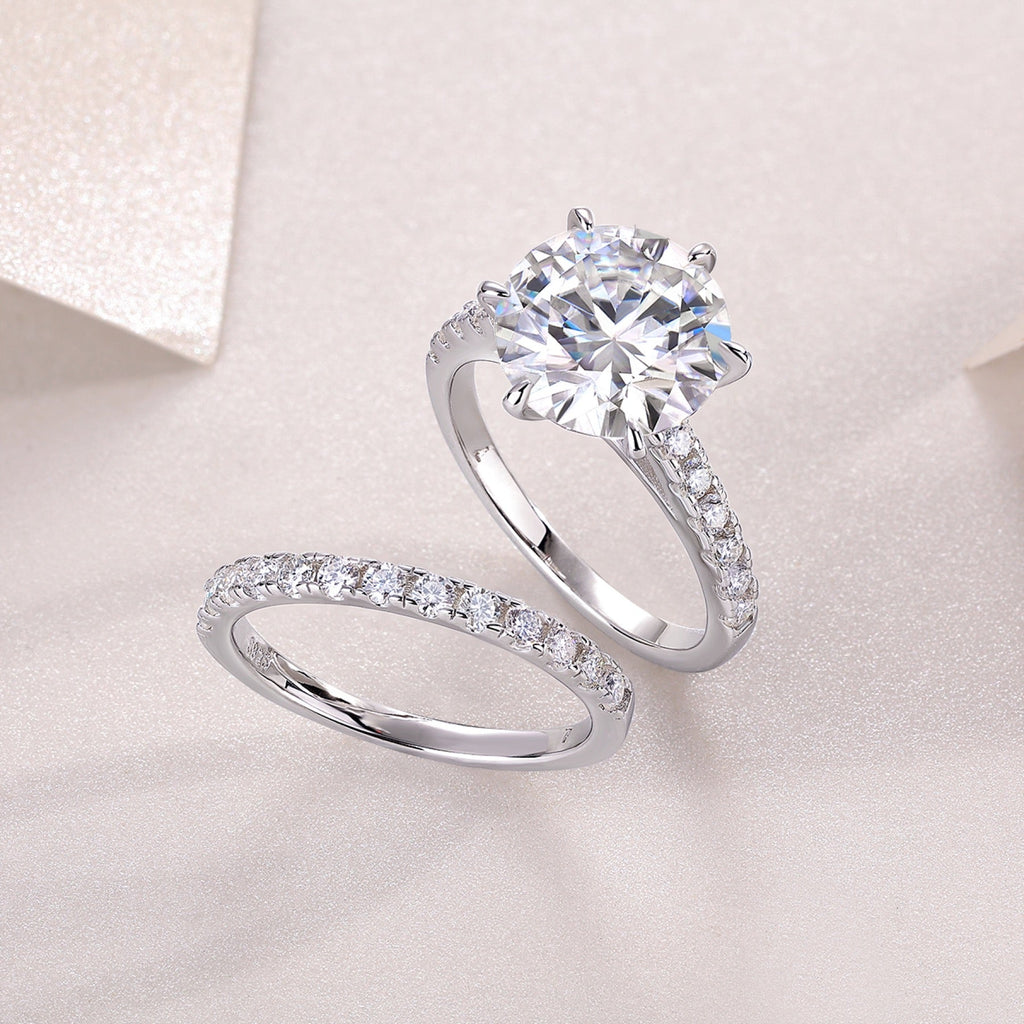 Twostar 5 Carat Moissanite Solitaire Ring in Sterling Silver