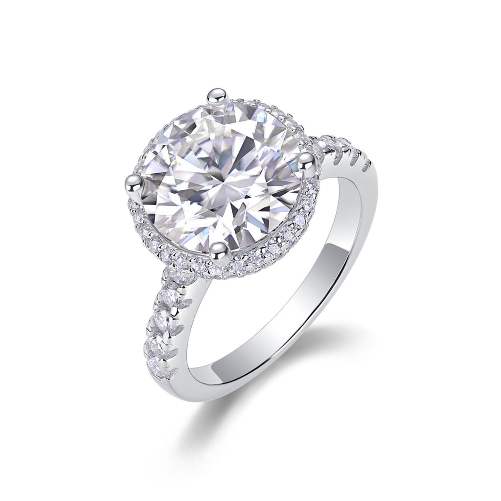 Starlace 5 Carat Moissanite Halo Ring in Sterling Silver