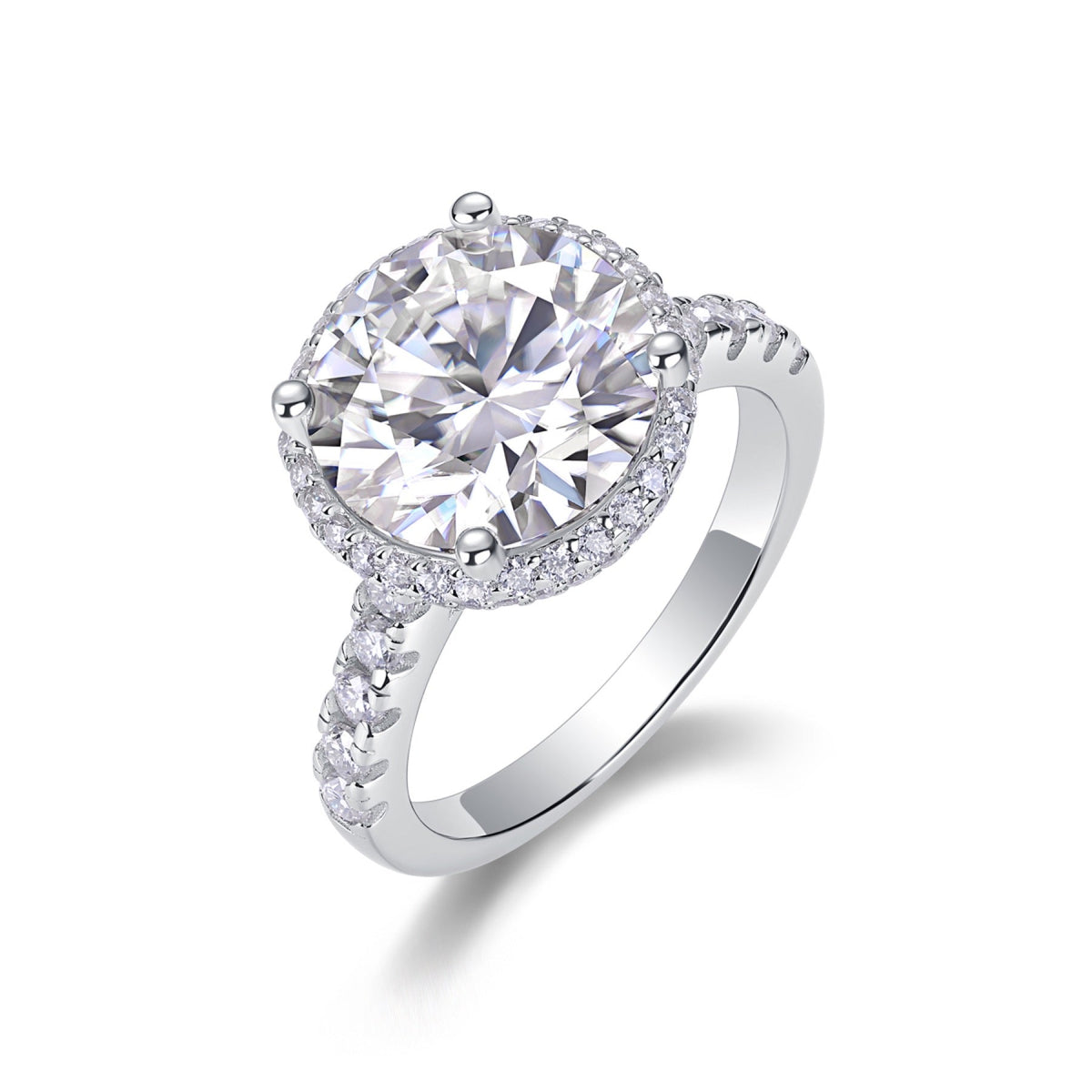Starlace 5 Carat Moissanite Halo Ring in Sterling Silver