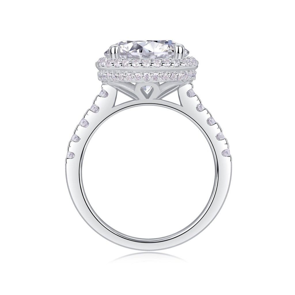 Starlace 5 Carat Moissanite Halo Ring in Sterling Silver