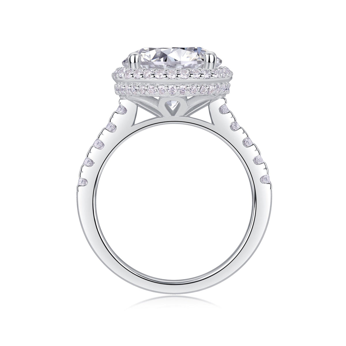 Starlace 5 Carat Moissanite Halo Ring in Sterling Silver