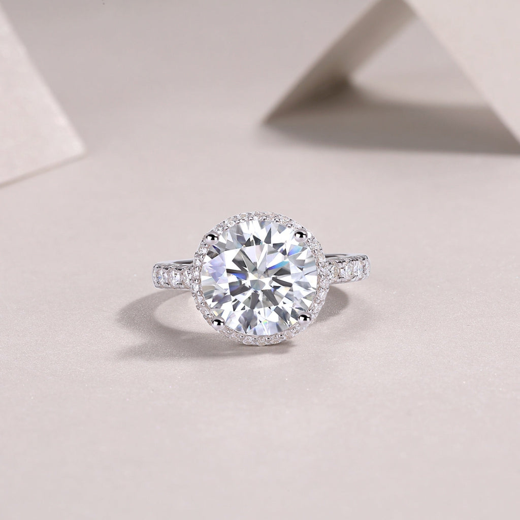 Starlace 5 Carat Moissanite Halo Ring in Sterling Silver
