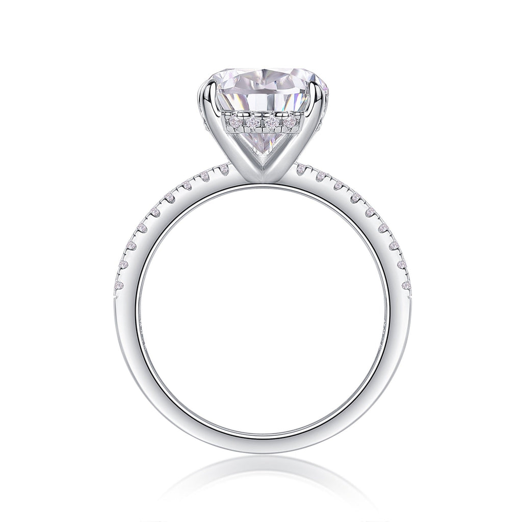 Waterheart Pear-Cut Moissanite Halo Ring in Sterling Silver