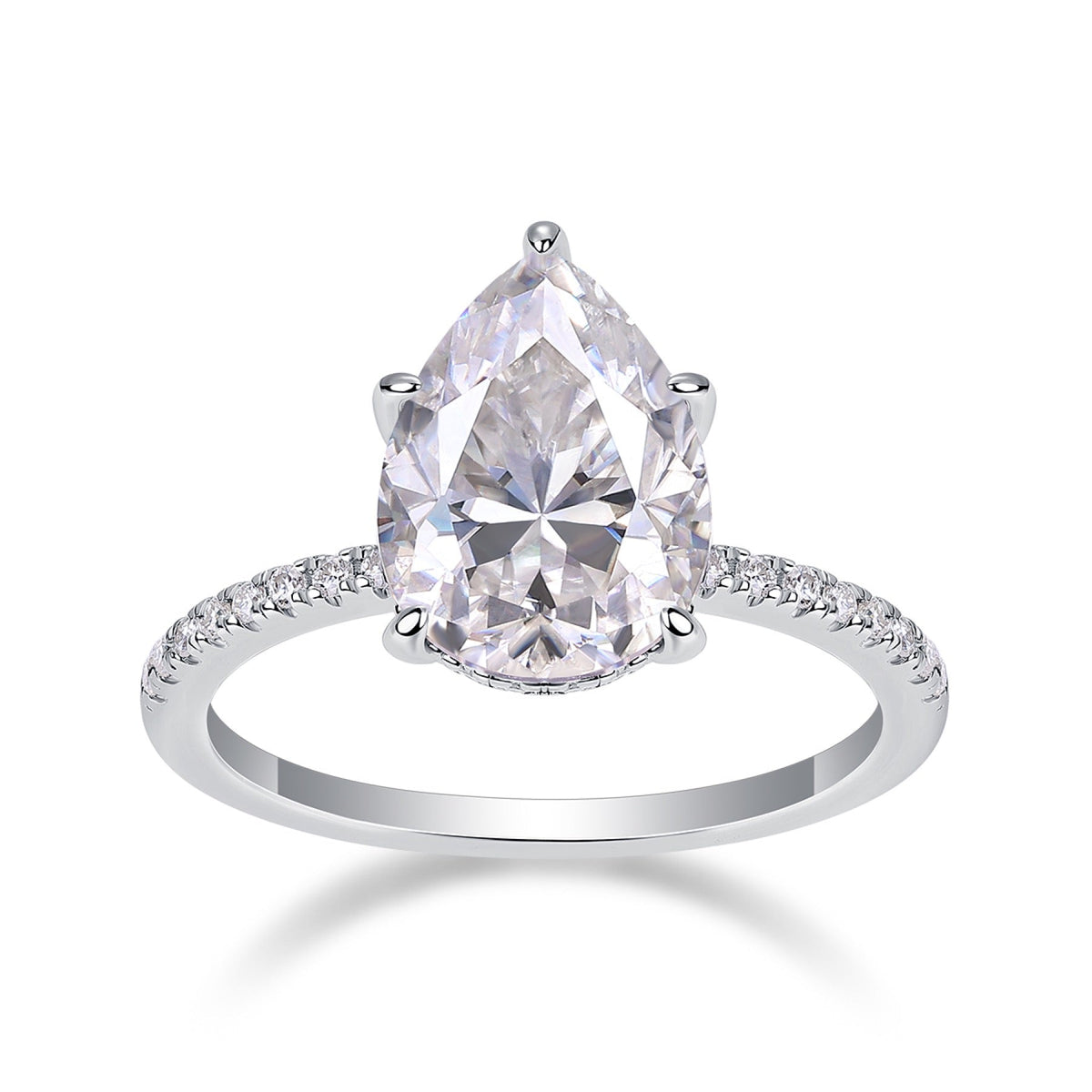 Waterheart Pear-Cut Moissanite Halo Ring in Sterling Silver