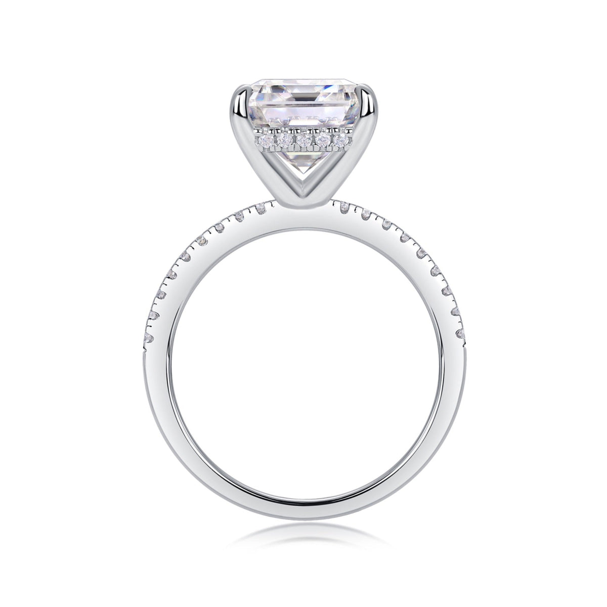 Metropole Emerald-Cut Moissanite Solitaire Ring in Sterling Silver