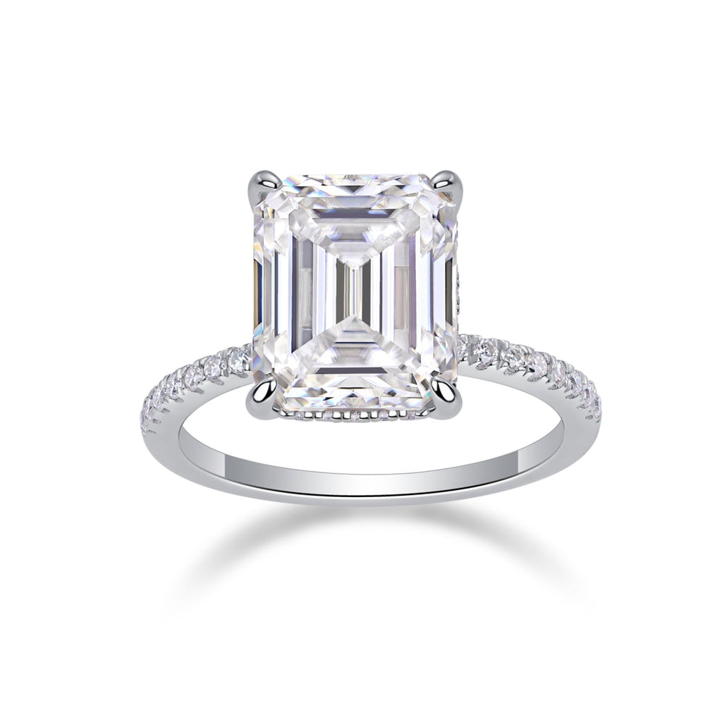 Metropole Emerald-Cut Moissanite Solitaire Ring in Sterling Silver